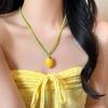 Apple Strawberry Lemon Bead Necklace Fresh Fruit Party Choker Fruits Pendant Necklace  Women Girls