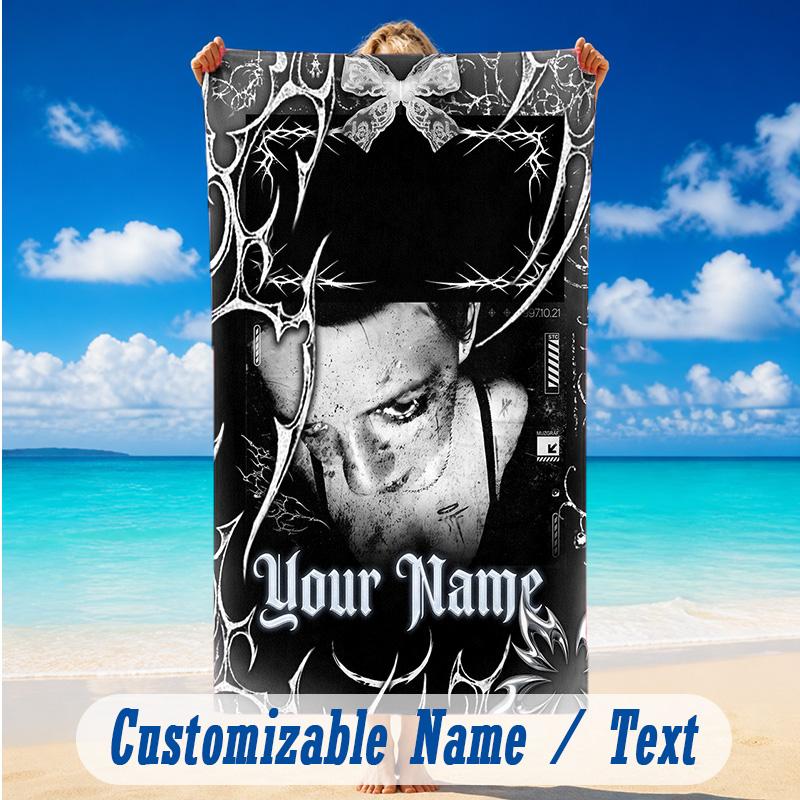Beach Towel Custom Name Text, Quick Dry Large Towel For Beach HomeDeftones
