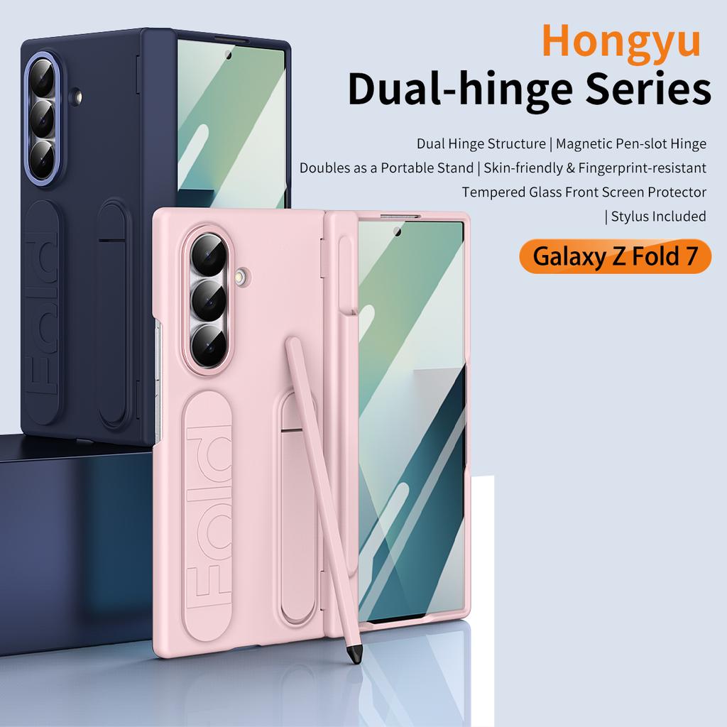 Эластичный держатель-подставка на запястье Чехол-подставка для Samsung Galaxy Z Fold7 Fold6 Fold 7 6 Подставка на шарнире 360 Полная защита Закаленное стекло
