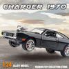 1:24 New Challenger 1970 Fast and Furious 7 Alloy Car Model Diecast Toy with Sound and Light Vehicle Decoration Ornaments Children's Gift