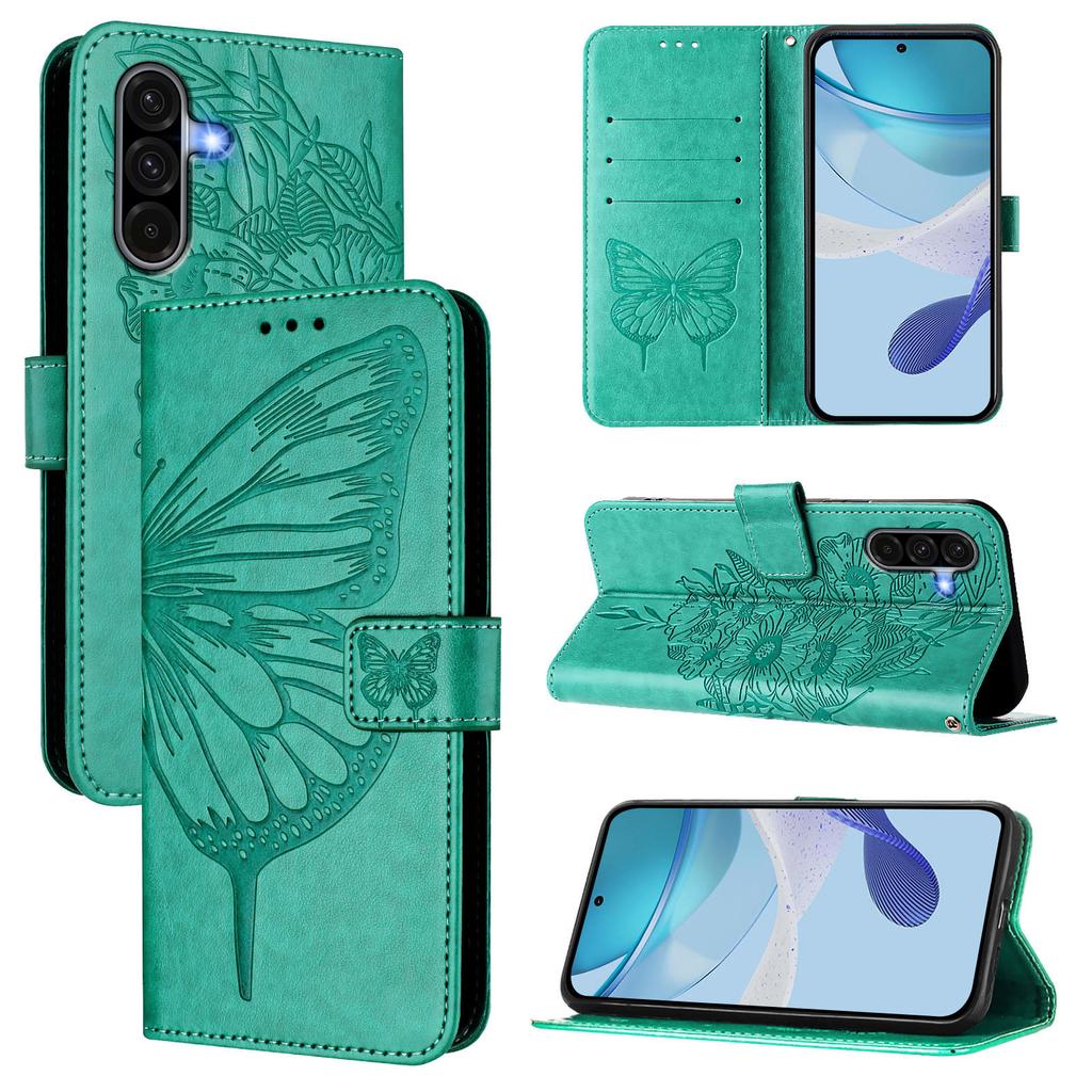 For Samsung Galaxy A36 5G Wallet Case with Wrist Strap Butterfly Imprint Leather Phone Cover