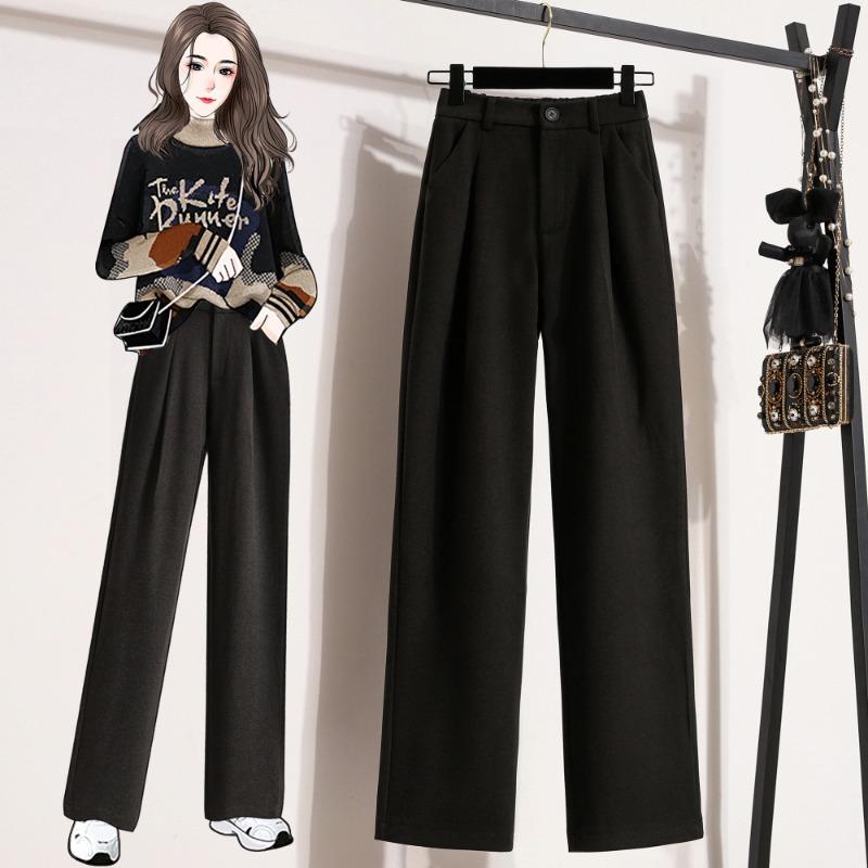 DIMANAF 2024 Большой размер Осень Зима Женские Новые Свободные Брюки Однотонные Брюки-галифе С Высокой Посадкой Базовые Повседневные Брюки Длинные Брюки