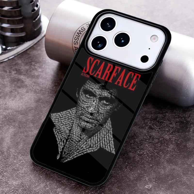 Чехол для телефона с постером Лица со шрамом Тони Монтаны Для iPhone 17,16e,15,14,13,12,11,Mini,Pro,MAX Мягкое Силиконовое Покрытие
