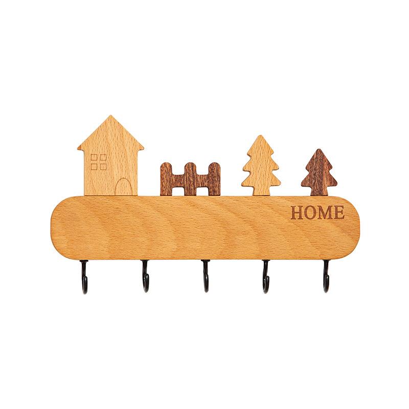 Неперфорированный крючок для ключей, настенный, из бука, украшение для входа, стойка для хранения ключей, настенные вешалки для входа, вешалка для ключей