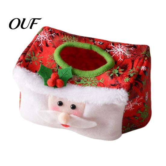 Decorative Tissue Case Christmas Box Cover, Santa Face Holiday Napkin Dispenser Sleeve, Non-Woven Fabric Holder for Home Office Party, Festive