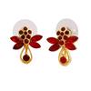 Женские серьги-гвоздики Estele Gehena из металла цвета красного золота с цветком и бабочкой из цинкового сплава