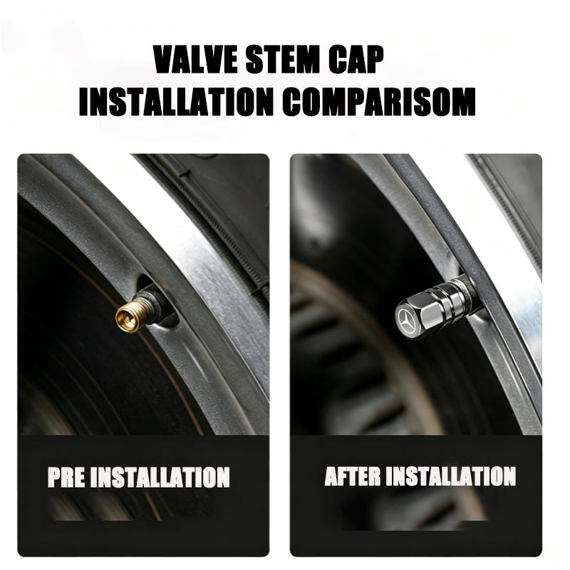 4Pcs Car Wheel Tire Valve Stem Cover Dustproof Cap For Mercedes Benz W210 W176 AMG CLS CLE CLA GLA GLB GLS Class A GLE W222 E300 MX9