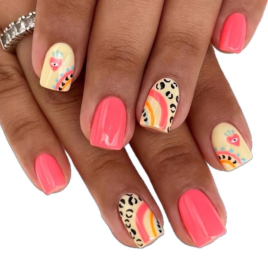 24 pieces Wearable nail patch Nail art Wearable nail line Radish fake nail extension Removable nail