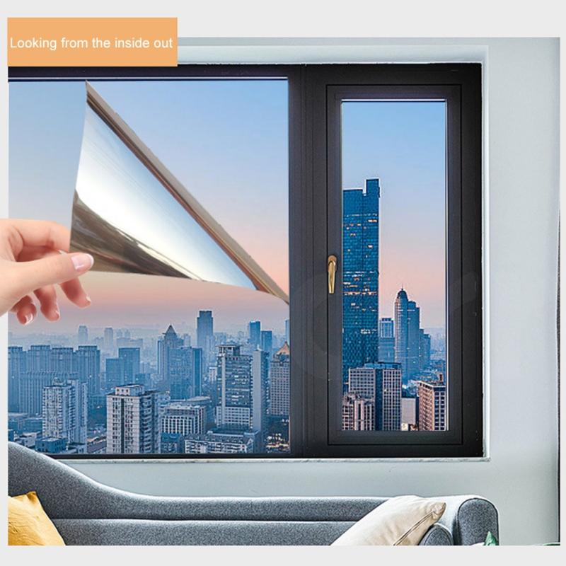 2M Window Film Reflective Silver Mirror Window Tint Self-Adhesive Decal Glass Film for Home Privacy Protection