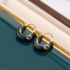 Enamel Color Drop Glaze Double C Earrings Women'S French Retro Circle Ear Jewelry Big Brand High-End Niche Ear Buckle
