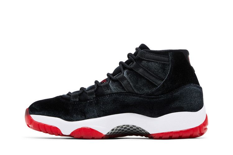 Женские кроссовки Jordan 11 Retro Bred Вельветовые (Женский) Черный/спортивный красный/белый