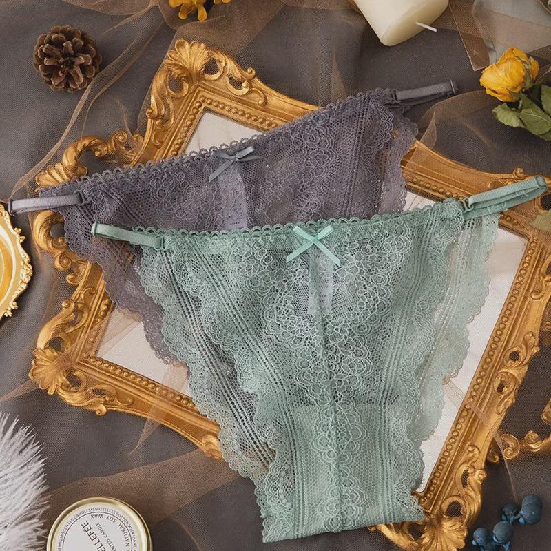 Women's Seamless Low-Waist Ultra-Thin Lace Briefs with Sexy Thin Straps