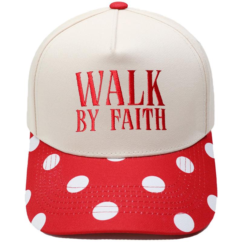 WALK BY FAITH Truck driver hat embroidered retro leopard print color matching baseball cap for men and women casual