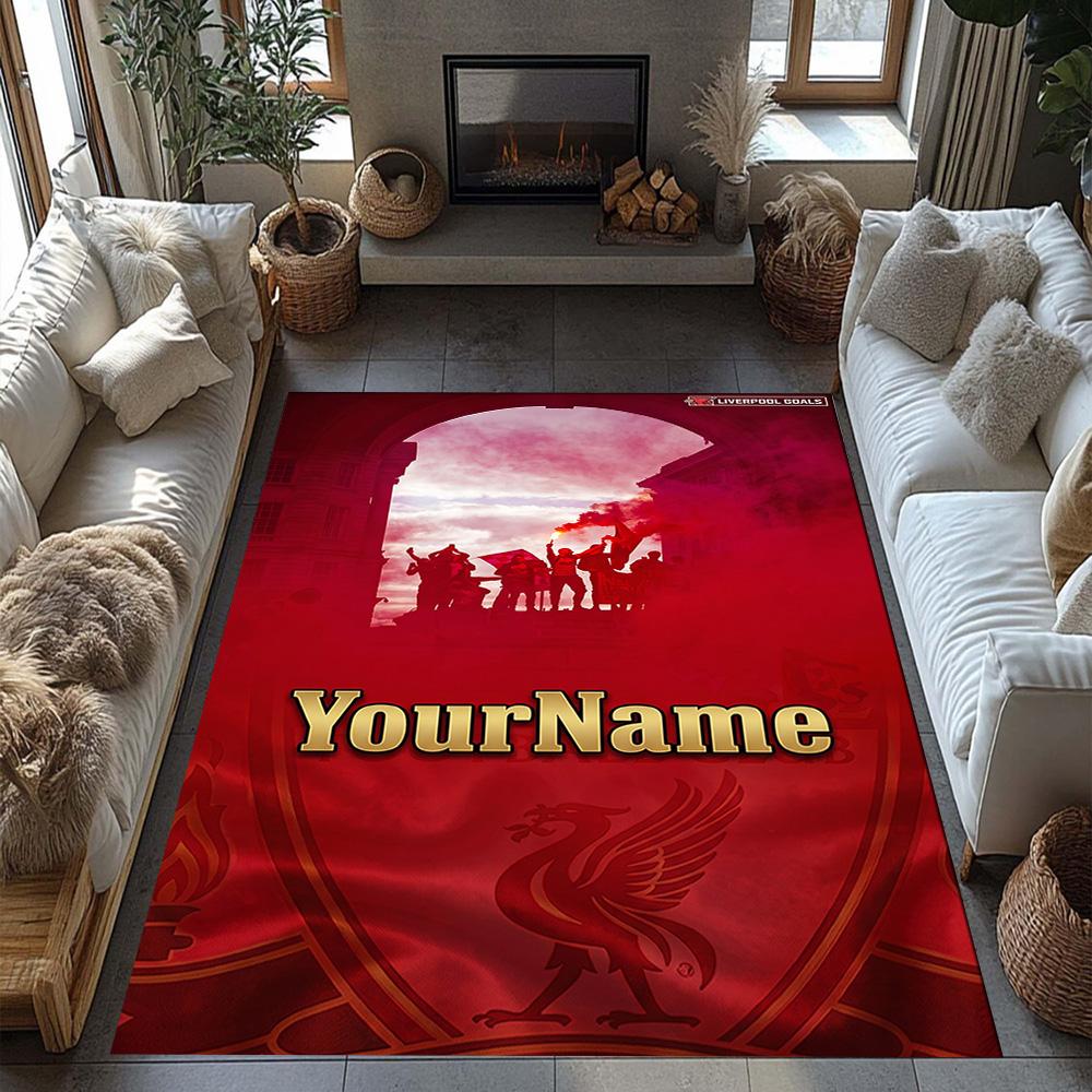 Liverpool Personalized Name Floor Rug Office Rug Perfect for Bedrooms Balcony Outdoor Game Room Antislip Carpet Anime Office Decor Wedding Party Gift