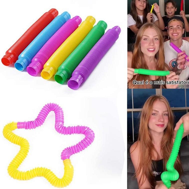 For Adult Chilren Anti Stress Pop Tubes Fidget Stress Relieve Toys Sensory Toy Squeeze Toy Plastic Bellows Kid Autism
