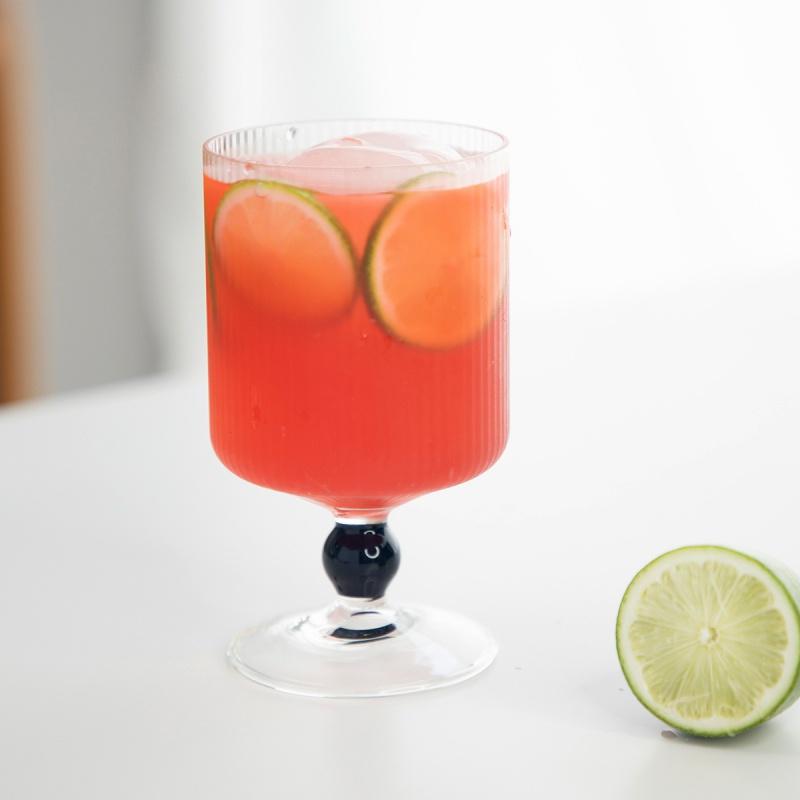 Полосатая стеклянная чашка для мороженого, высокая чашка для ликера, шампанского, вина, сока