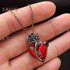 Women Necklace Rose Heart Pendant Retro Adjustable Length Rhinestone Polished Clavicle Necklace Everyday Wear Weddings Parties Neck Jewelry