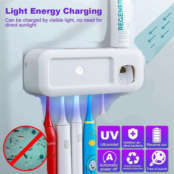 Ultraviolet Toothbrush Holder Sterilizer Automatic Toothpaste Dispenser Squeezer Bathroom Accessories Set