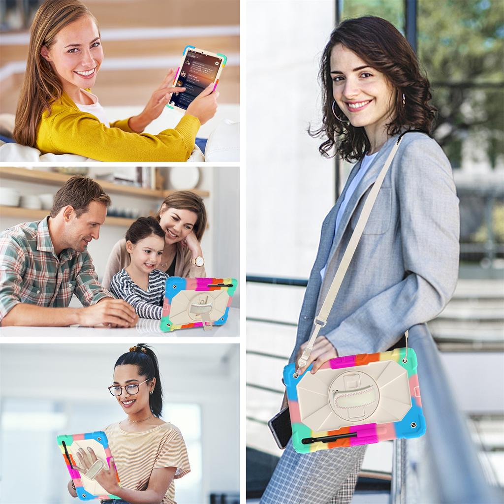 Для Samsung Galaxy Tab S7/Tab S8/Tab S7 FE/Tab S7+/Tab S8+ встроенный Apple Pencil паз дизайн плечевого ремня вращающаяся на 360° ручка противоударный чехол