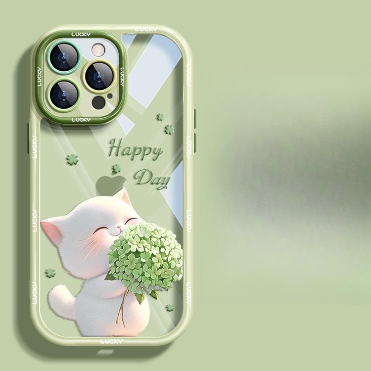 Подходит для чехла для мобильного телефона Apple 15 Летний Iphone14 Милый кот 13pro Прозрачный Противоударный 12/11 Полная защита
