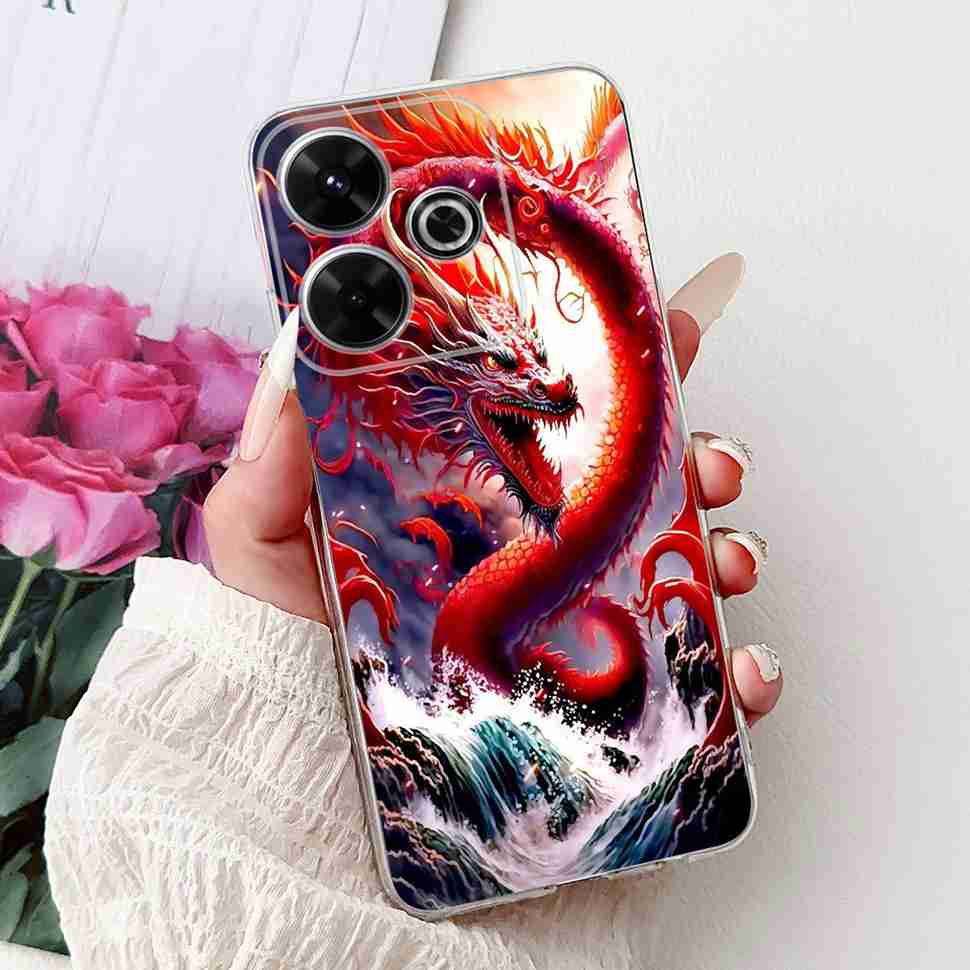 For Xiaomi Redmi 13 4G Case Fashion Girl Flower Silicone Soft TPU Shockproof Cover Coque For Redmi13 redemi13 Bumper Phone Case