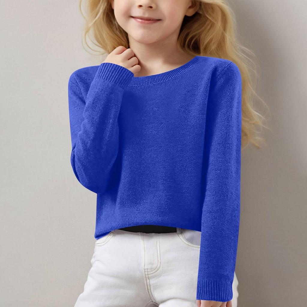 Girls Long Sleeve Round Neck Knit Pullover Jumper Tops Spring Base Layer Top Thermal Undershirt Youth Underwear 8-16Years