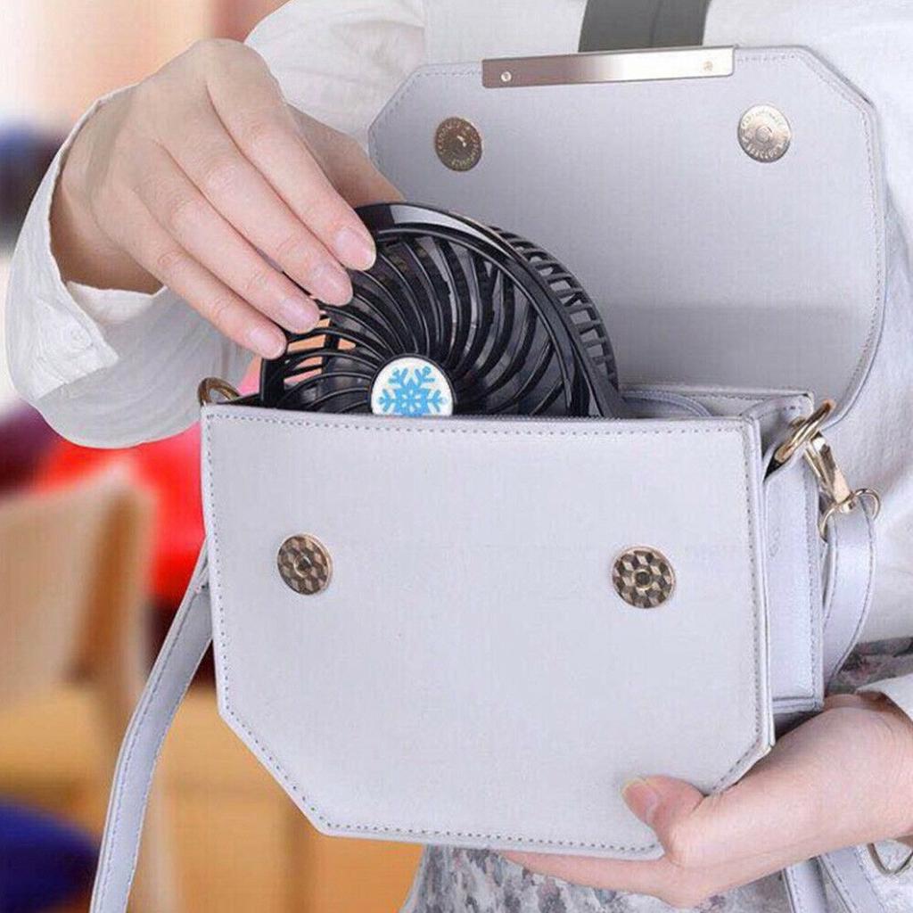 New Black Mini Portable Rechargeable Fan USB Charging Fan Air Cooler LED Light