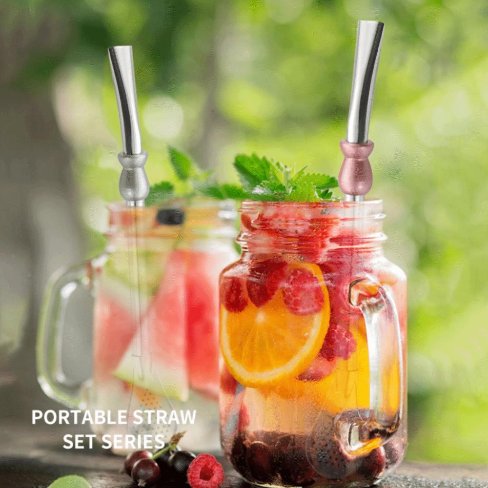 2 Piece Reusable Yerba Mate Drinking Straw 304 Stainless Steel Filter Straw Straw Spoon Cafe