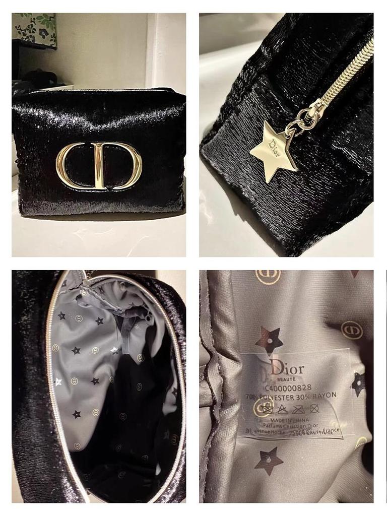 Dior Черная косметичка с золотым логотипом, Портативный дорожный органайзер для макияжа