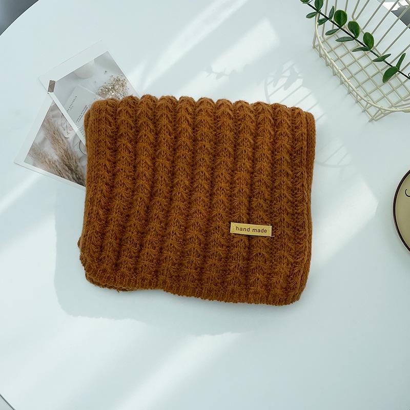 Korean-Style Red Wool Knit Scarf - Versatile Winter Neck Warmer for Women & Couples