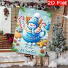 2D Flat, 2D Flat Christmas Blue Cup Snowman Hot Cocoa Garden Flag- Outdoor Garden Flag Double-sided Home Decoration Courtyard Decoration Outdoor Decor