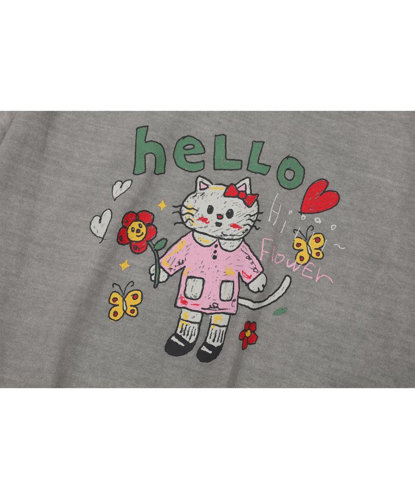 CPGN STUDIO Hello Flower Pigment Short Sleeve T-Shirt Ghost Gray