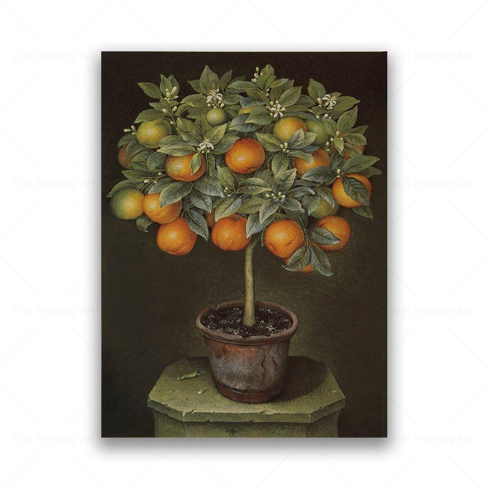 Винтажное фруктовое дерево, натюрморт, холст, картина, персик, гранат, яблоко, лимон, апельсин, принты, постеры, настенная картина, декор для кухни