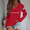 Women's Fashion Casual Long Sleeve Halloween Printed V-Neck Top