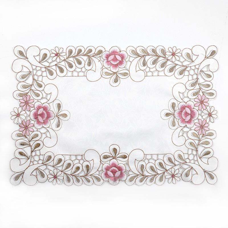 Скатерть-дорожка для стола с вышитым цветочным кружевом, прозрачная марлевая ткань