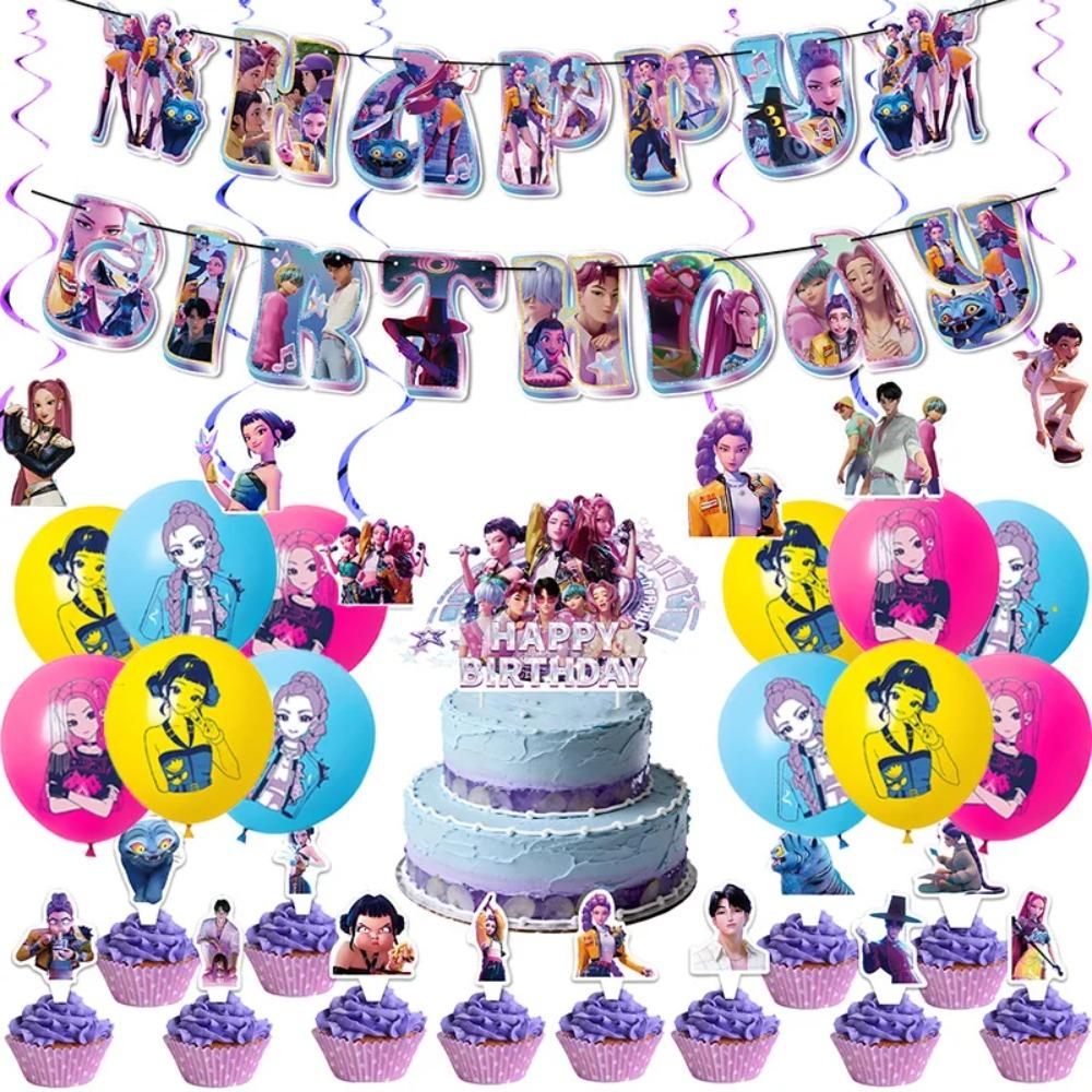 DeMons Hunting Balloon Kit Rumi Figure Balloon Kpop Girl Birthday Decoration Aluminum Film Balloon Baby Shower Party Supplies