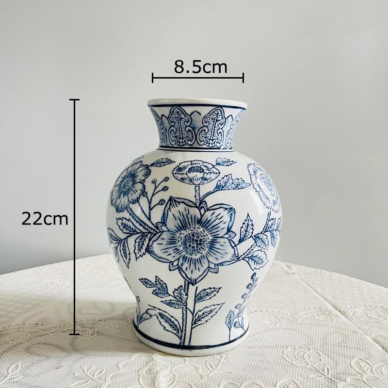 Blue and White Porcelain Vase Creative Vintage Plant Pots Table Decoration Flowers Arrangement Floral Vases Room Aesthetic Decor