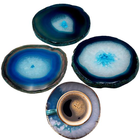 Polished Dyed Coaster Compact Stone Natural Agate Sliced Coaster Desktop Decor