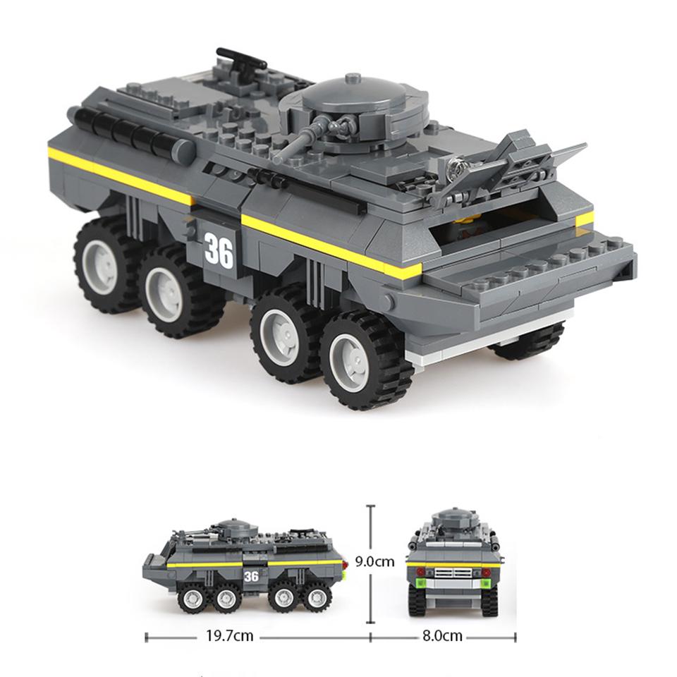 384pcs Armored Car Building Block Sets Military Tank Soldiers Bricks Assembling Educational Toy Gift