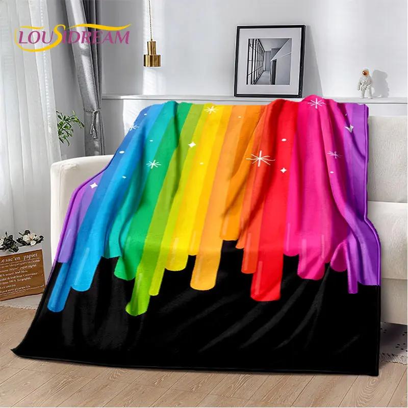 Мягкое плюшевое одеяло с радужной цветной иллюзией, фланелевое одеяло, одеяло для гостиной, спальни, кровати, дивана, чехол для пикника