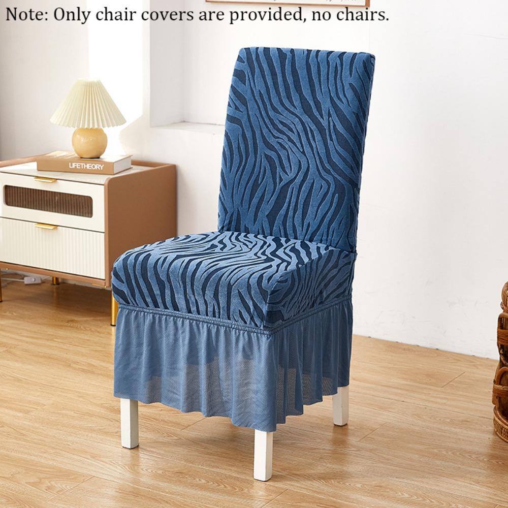 Elastic Skirted Chair Cover Dustproof Removable Wear-Resistan Seat Cover Jacquard Wave Pattern Living Room Chair Cover