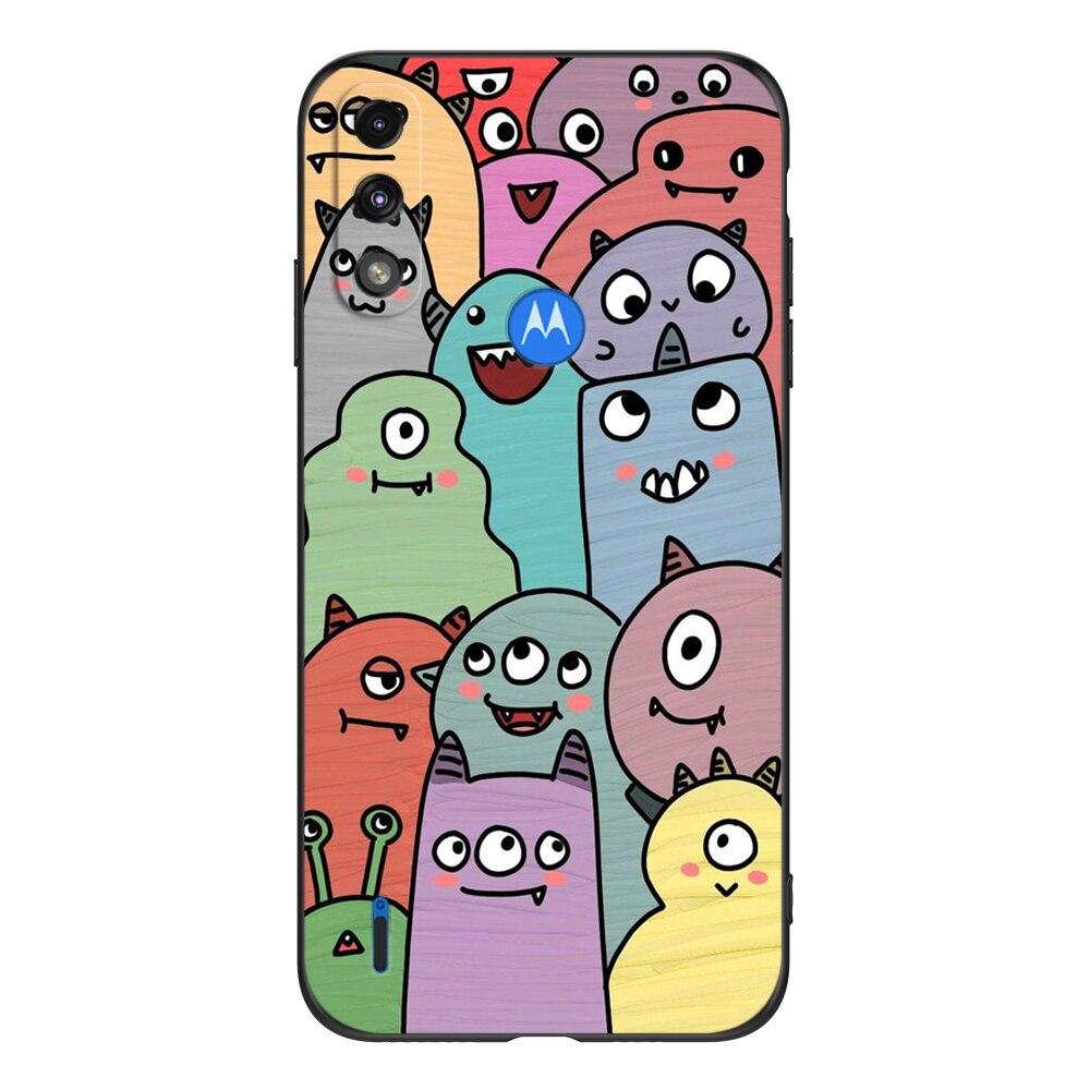 Для Motorola Moto E7 E7i Power Case задняя крышка телефона Мягкий силиконовый защитный черный чехол из ТПУ милый забавный