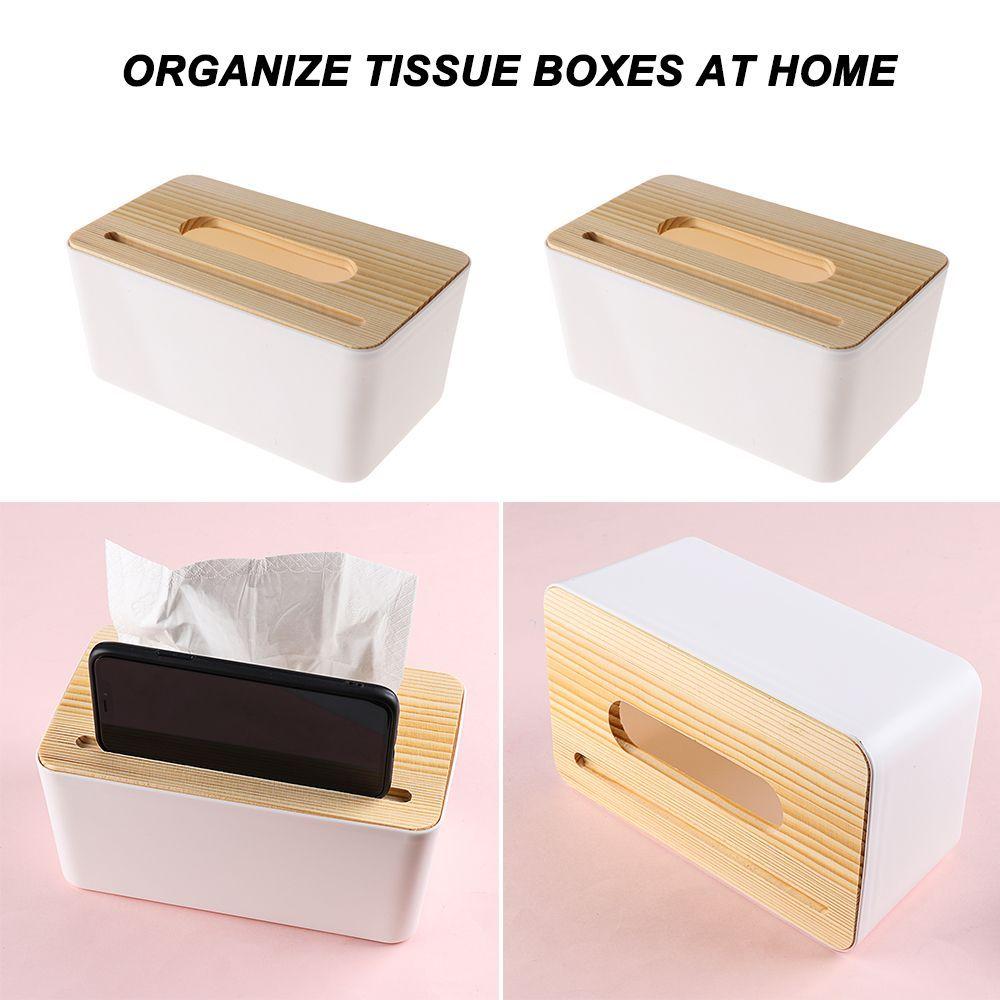 2PCS Cartoon Interior Products Wood Wooden Tissue Box Napkin Paper Boxes Storage Case Cover Holder