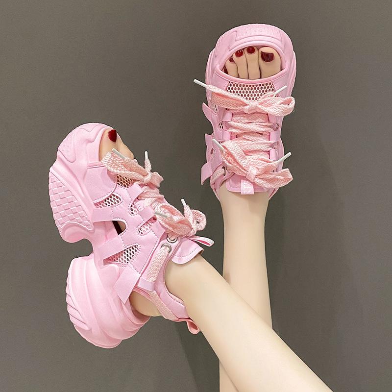 Songgao Толстая подошва шнуровки спортивные сандалии для женщин новый корейский выпуск маленький ароматный стиль модные и повседневные сандалии