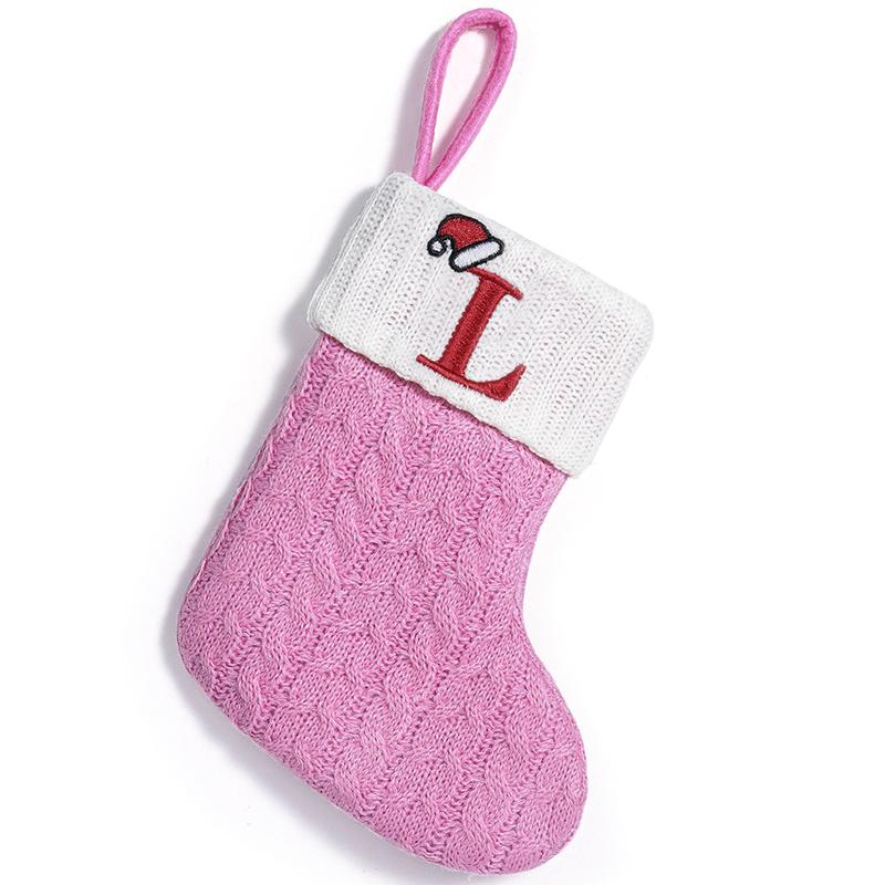 3d Pendant Gift Bag Letter Embroidered Gift Pendant Christmas Tree Decoration Pink Christmas Socks