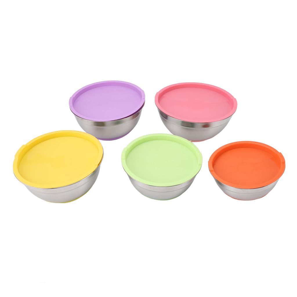 5 шт. миски для смешивания с крышками для кухни из нержавеющей стали, цветные вложенные миски для смешивания для выпечки