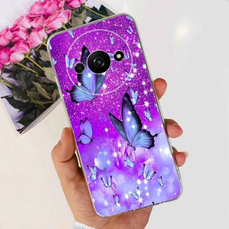 For Funda Xiaomi Redmi A3 Case 2024 Fashion Flower Transparent Silicone Soft TPU Phone Case For Xiomi Redmi A3 RedmiA3 4G Covers