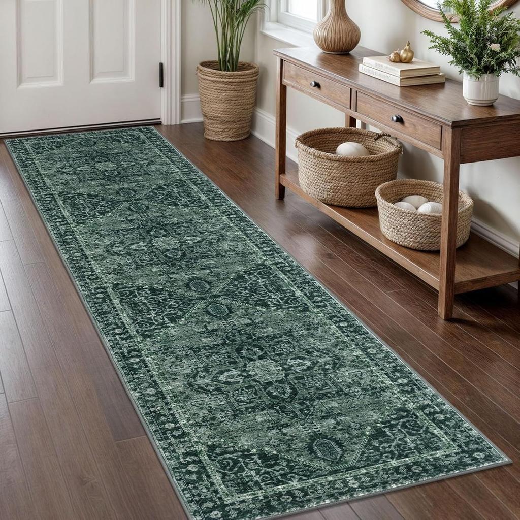 Vintage Persian Runner Rug, Non-Slip Hallway Carpet,Traditional Oriental Pattern Long Floor Mat for Entryway Home Decor