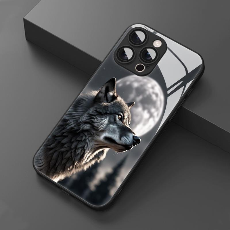 Креативная стеклянная чехол-накладка с рисунком Одинокого Волка Короля Для iphone 17 16 15 14 13 12 11 Pro Promax Plus Защита от падений