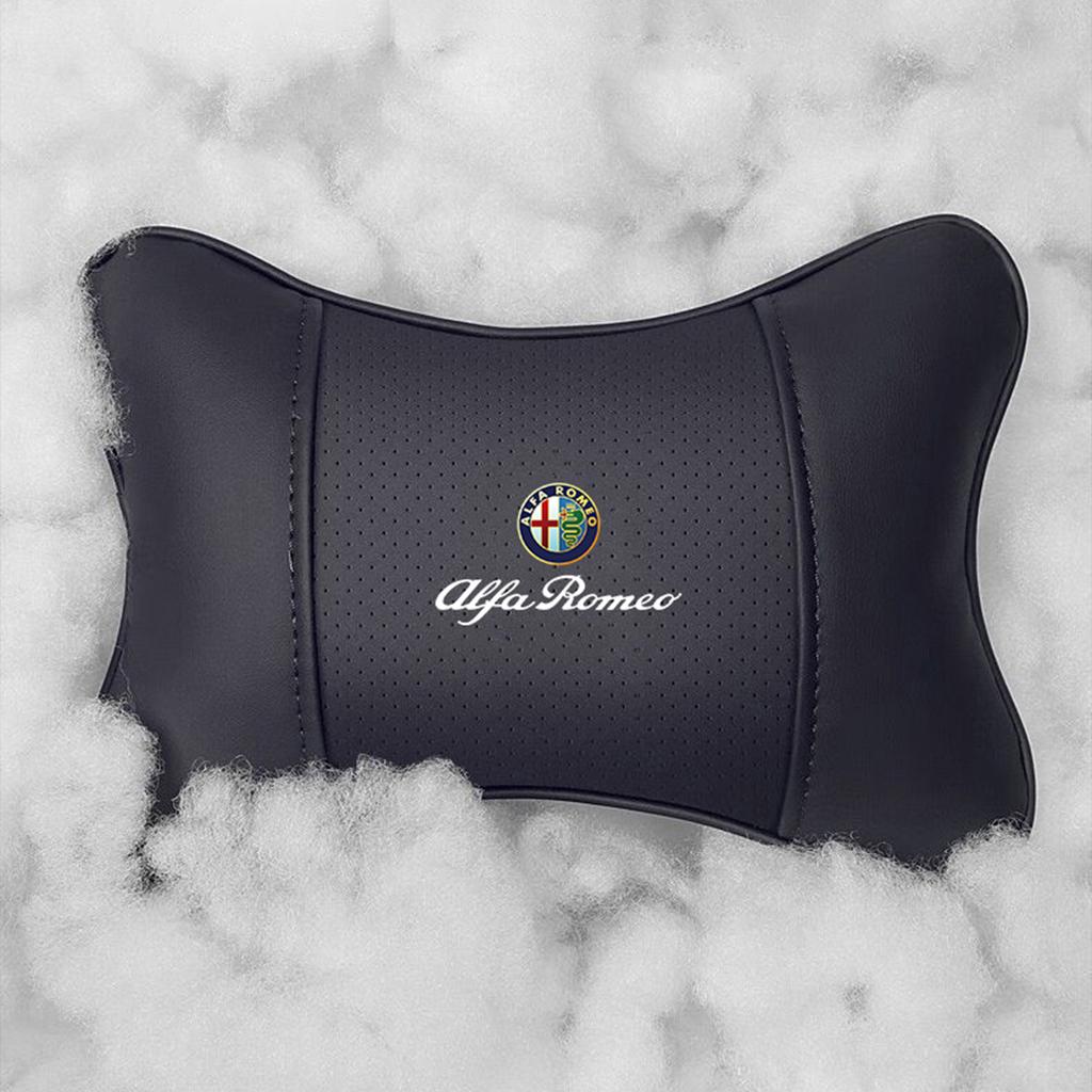 Car Neck Pillows Both Side Pu Leather Headrest Waist Pillow For Alfa Romeo Giulietta Mito 159 Giulia Stelvio 156 147 Tonale IM0